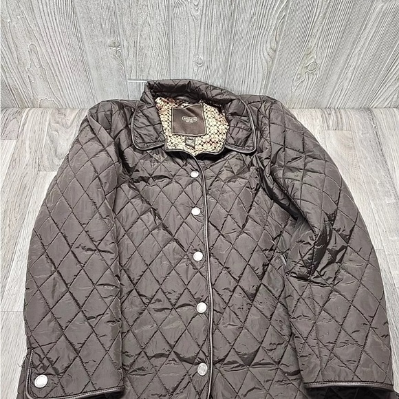 Coach Brown Quilted Nylon Puffer Lightweight Jacket Coat Women's Size XLarge - Picture 9 of 12